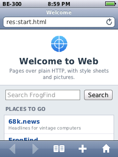 Browser, showing its start page