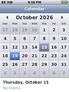 Calendar, showing October 2026