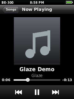 Music, playing a track called Glaze Demo
